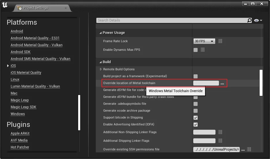 Override location of Metal Toolchain